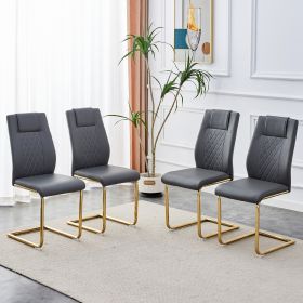 Modern dining chairs, restaurant chairs, and gold legged upholstered chairs made of artificial leather, suitable for kitchens, living rooms, bedrooms,