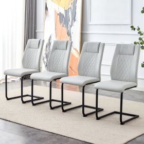 Equipped with faux leather cushioned seats - living room chairs with black metal legs, suitable for kitchen, living room, bedroom, and dining room cha