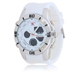 U.S. Polo Assn. Adult Male Watch Analog and Digital in White with Silicone Strap (US9767WM)