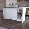 Travis White and Onyx Double Door Cabinets Kitchen Island