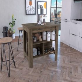 Kitchen Island Dozza, Three Shelves, Dark Brown Finish