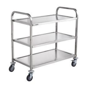 VEVOR Kitchen Utility Cart, 3 Tiers, Wire Rolling Cart w/ 450LBS Capacity, Steel Service Cart on Wheels, Metal Storage Trolley w/ 80mm Basket Curved H