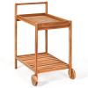 2-Tier Rolling Kitchen Island Serving Cart with Legs and Handle