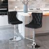 A&A Furniture,Swivel Velvet Barstools Adjusatble Seat Height from 25-33 Inch, Modern Upholstered Chrome base Bar Stools with Backs Comfortable Tufted