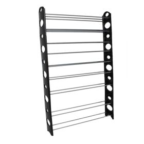 10-Tier 50-Pair-of-shoes Adjustable Steel & Plastic Shoe Rack Black & Silver