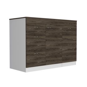 Kitchen Island Metask, Kitchen, White / Dark Walnut