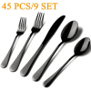 Silverware Set, 45 Piece Stainless Steel Flatware Cutlery Set Service for 9, Include Knife Fork Spoon, Stylish Mirror Finish, Dishwasher Safe Perfect