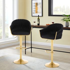 Bar Stools Set of 2,Counter Height Bar Stools,Velvet Swivel Bar Stool for Kitchen Island,Bar Pub Black