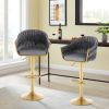 Bar Stools Set of 2,Counter Height Bar Stools,Velvet Swivel Bar Stool for Kitchen Island,Bar Pub DRAKGREY