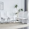 Set of 4 dining chairs, white dining chair set, PU material high backrest seats and sturdy leg chairs, suitable for restaurants, kitchens, living room