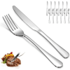 12 Pcs Silverware Set with 6 Dinner Knives and 6 Dinner Forks, Boriyuan Silver Stainless Steel Flatware Set, Tableware Cutlery Set for Home Kitchen Re