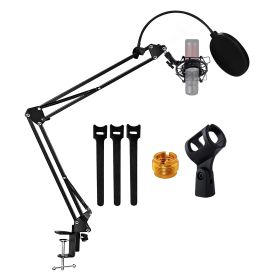 5 Core Microphone Arm Stand, Upgraded Adjustable Suspension Boom Scissor Arm Mic Stand 32 inch with Pop Filter, 3/8" to 5/8" Adapter