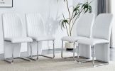 Set of 4 dining chairs, white dining chair set, PU material high backrest seats and sturdy leg chairs, suitable for restaurants, kitchens, living room