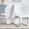 Set of 4 dining chairs, white dining chair set, PU material high backrest seats and sturdy leg chairs, suitable for restaurants, kitchens, living room