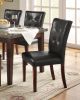 Dark Cherry Finish Wood Dining Chairs Set of 2 Faux Leather Upholstered Button Tufted Kitchen Dining Furniture Transitional Style