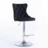 A&A Furniture,Swivel Velvet Barstools Adjusatble Seat Height from 25-33 Inch, Modern Upholstered Chrome base Bar Stools with Backs Comfortable Tufted