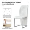 Set of 4 dining chairs, white dining chair set, PU material high backrest seats and sturdy leg chairs, suitable for restaurants, kitchens, living room