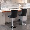 A&A Furniture,Swivel Velvet Barstools Adjusatble Seat Height from 25-33 Inch, Modern Upholstered Chrome base Bar Stools with Backs Comfortable Tufted