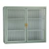 Retro Style Haze Double Glass Door Wall Cabinet With Detachable Shelves for Office, Dining Room,Living Room, Kitchen and Bathroom Mint Green(=OLD ITEM