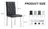 4-piece dining chair set, modern style kitchen soft cushion high backrest, with embedded buttons, metal leg office chair, suitable for restaurants, of