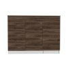 Laurel 3-Drawer L-Shaped Convertible Kitchen Island White and Dark Walnut