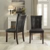 Dark Cherry Finish Wood Dining Chairs Set of 2 Faux Leather Upholstered Button Tufted Kitchen Dining Furniture Transitional Style