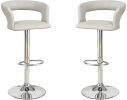 Bar Stool Counter Height Chairs Set of 2 Adjustable Height Kitchen Island Stools Grey PVC / Faux Leather