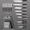 McCook MC25A 15-Piece Kitchen Knife Set Stainless Steel Forged Triple Rivet Cutlery Knife Block Set with Built-in Sharpener,Chef Knife,Steak Knife