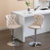 Swivel Velvet Barstools Adjusatble Seat Height from 25-33 Inch, Modern Upholstered Chrome base Bar Stools with Backs Comfortable Tufted for Home Pub a