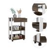 Verona Kitchen Cart; Three Shelves; Four Casters -White / Dark Walnut