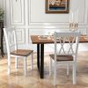 Set of 4 Wooden Farmhouse Kitchen Chairs with Rubber Wood Seat