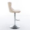 Swivel Velvet Barstools Adjusatble Seat Height from 25-33 Inch, Modern Upholstered Chrome base Bar Stools with Backs Comfortable Tufted for Home Pub a