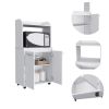 Kira Kitchen Kart; Double Door Cabinet; One Open Shelf; Two Interior Shelves -White