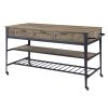 ACME Macaria Kitchen Island, Rustic Oak & Black Finish AC00402