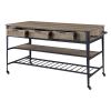 ACME Macaria Kitchen Island, Rustic Oak & Black Finish AC00402