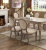 Transitional Rustic Oak and Beige Side Chairs Set of 2 Chairs Dining Room Furniture Padded fabric seat Elegant Kitchen Dining Room