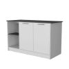 Travis White and Onyx Double Door Cabinets Kitchen Island