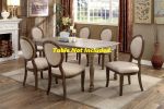 Transitional Rustic Oak and Beige Side Chairs Set of 2 Chairs Dining Room Furniture Padded fabric seat Elegant Kitchen Dining Room