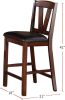 Dark Walnut Wood Framed Back Set of 2 Counter Height Dining Chairs Breakfast Kitchen Cushion Seats