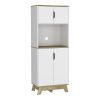 Microwave Tall Cabinet Wallas, Kitchen, Light Oak / White