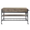 ACME Macaria Kitchen Island, Rustic Oak & Black Finish AC00402