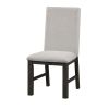 Dining Chairs Set of 2 Gray Upholstered Seat Stylish Back Antique Black Finish Wooden Frame Dining Kitchen Chairs Set