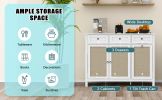 Tilt Out Trash Cabinet, Rattan Kitchen Trash Can Cabinet with 3 Drawers and 2 Doors, Wooden Freestanding Storage Cabinet with Adjustable Shelf for Kit