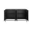 Accent Black Lacquered 4 Door Wooden Cabinet Sideboard Buffet Server Cabinet Storage Cabinet, for Living Room, Entryway, Hallway, Office, Kitchen and