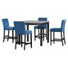 5-piece Counter Height Dining Table Set with One Faux Marble Dining Table and Four Upholstered-Seat Chairs, Table top: 40in.L x40in.W, for Kitchen and