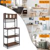 5-Tier Kitchen Bakers Rack with 10 S-Shaped Hooks and 3 Cubes ; Industrial Microwave Oven Stand; Free Standing Kitchen Utility Cart Storage Shelf Orga