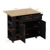 Multi-Functional Kitchen Island Cart with Stylish and Minimalist Bar Stools, Combination Set, Convenient and Practical (Black Kitchen Island + Brown B