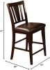 Set of 2 Counter Height Chairs Dark Espresso Finish Solid wood Kitchen Dining Room Furniture Padded Leatherette Seat Unique back