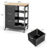 Rolling Kitchen Island Utility Storage Cart with 3 Large Drawers