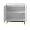 White and Gold Storage Cabinet with 2 Doors, Modern Buffet Sideboard Cabinet, Kitchen Buffet Cabinet with Storage Sideboard Buffet for Living Room